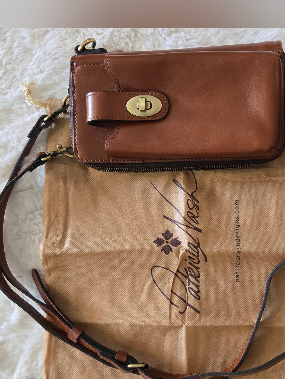 Patricia Nash Brown Leather Crossbody Wallet